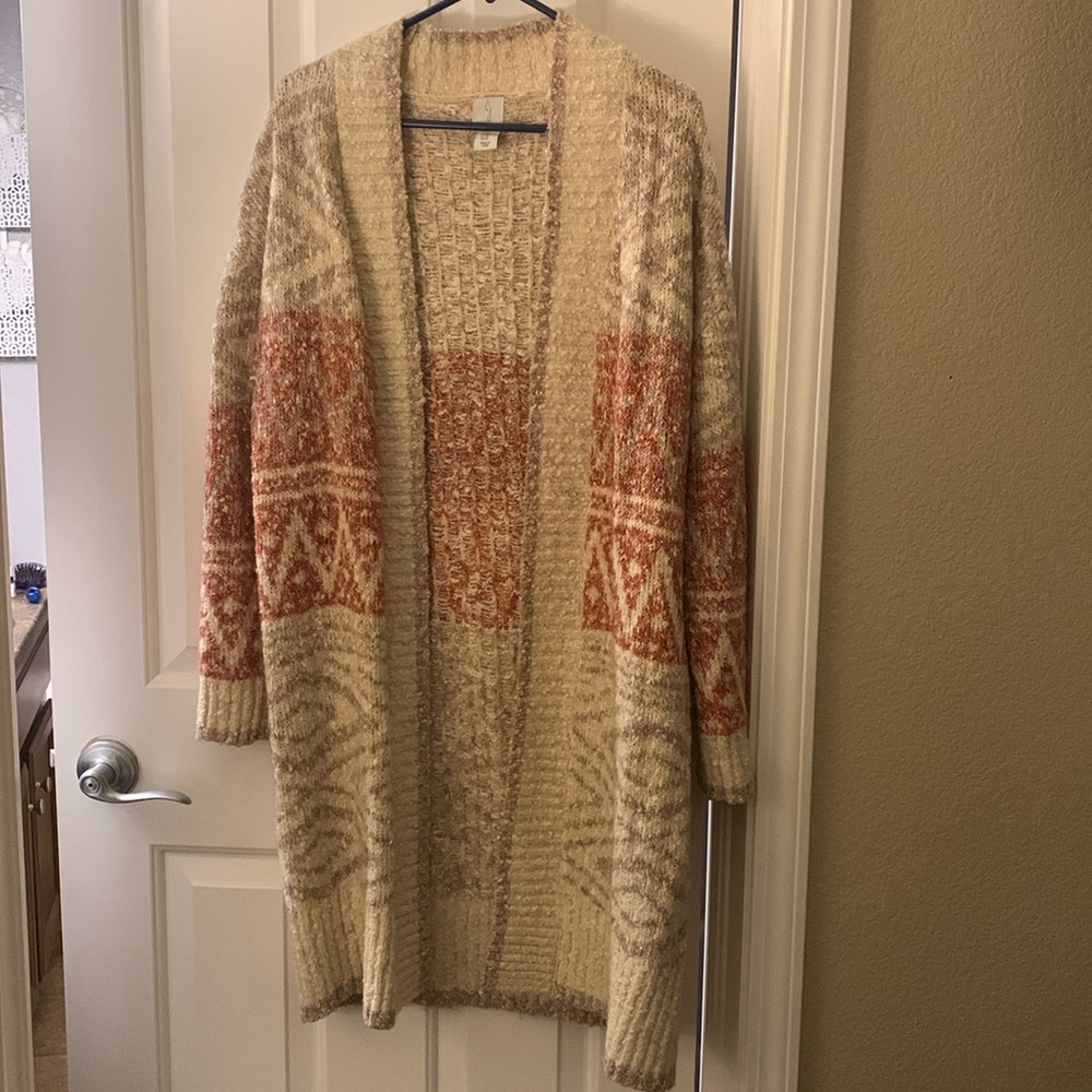 Oversized cream tan and orange cardigan